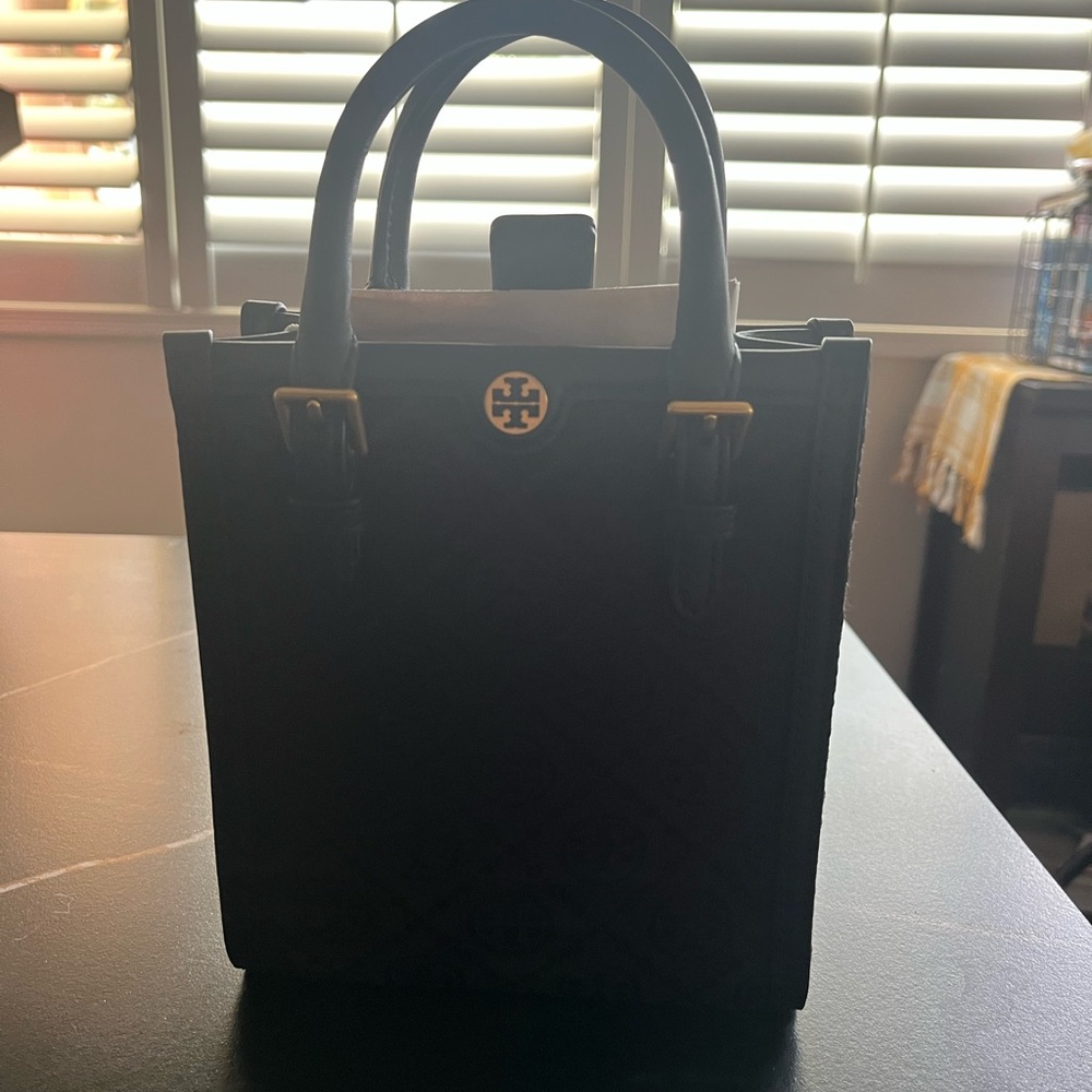 Tory Burch Black Tote with Gold Accents